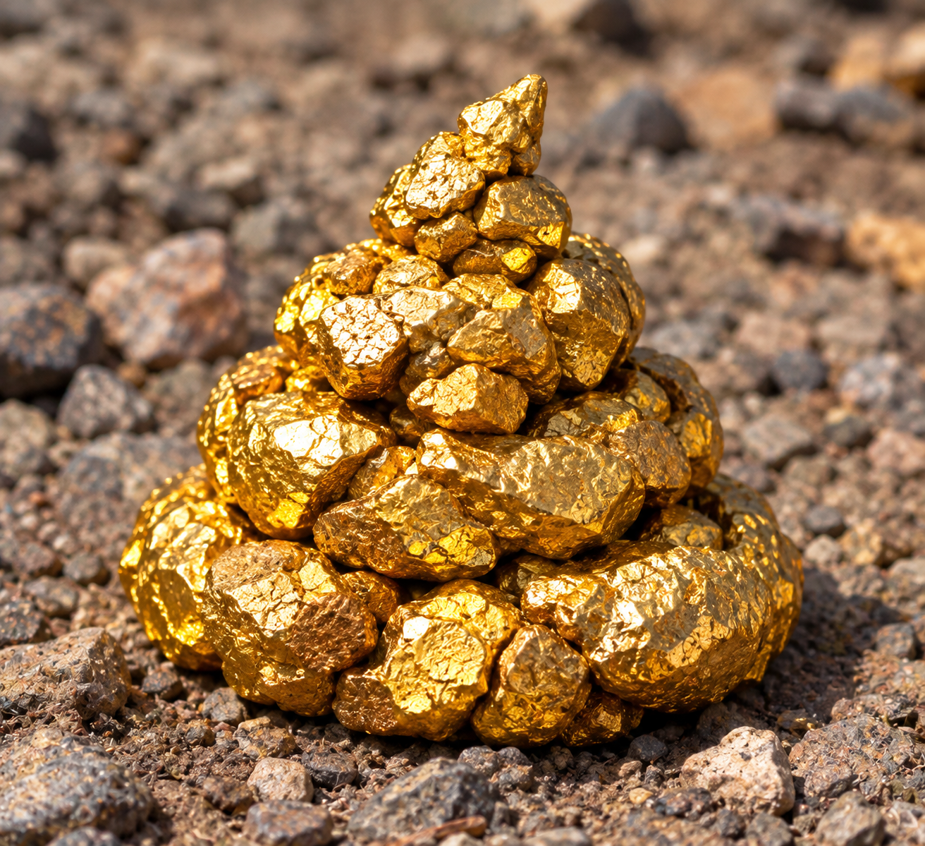 Pile of gold nuggets